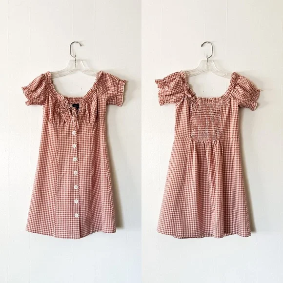 MAJORELLE Golden Gal Mini Dress in Pink Plaid Size Small - Picture 1 of 10